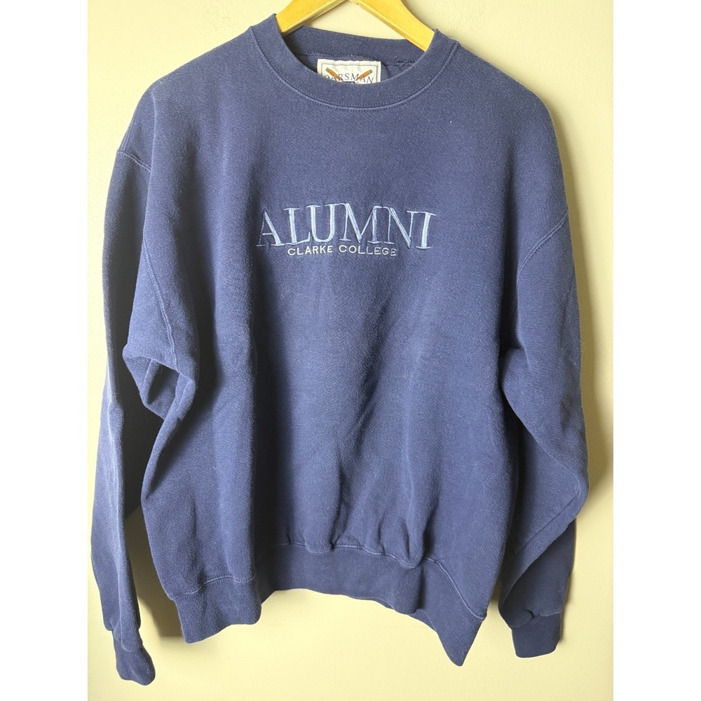 Vintage Clarke College Crewneck Sweatshirt Mens L Blue Embroidered Casual